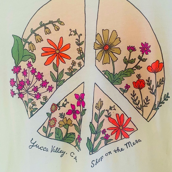 🌼 RARE Vintage Tee Floral Peace Sign Yellow Desert Superbloom Mesa Sz S - Picture 3 of 5